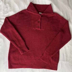 Aerie Burgundy Red Henley Sweater